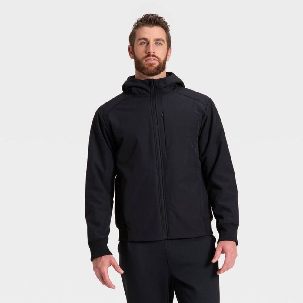 Men's Soft Shell Fleece Jacket - All In Motion Black S